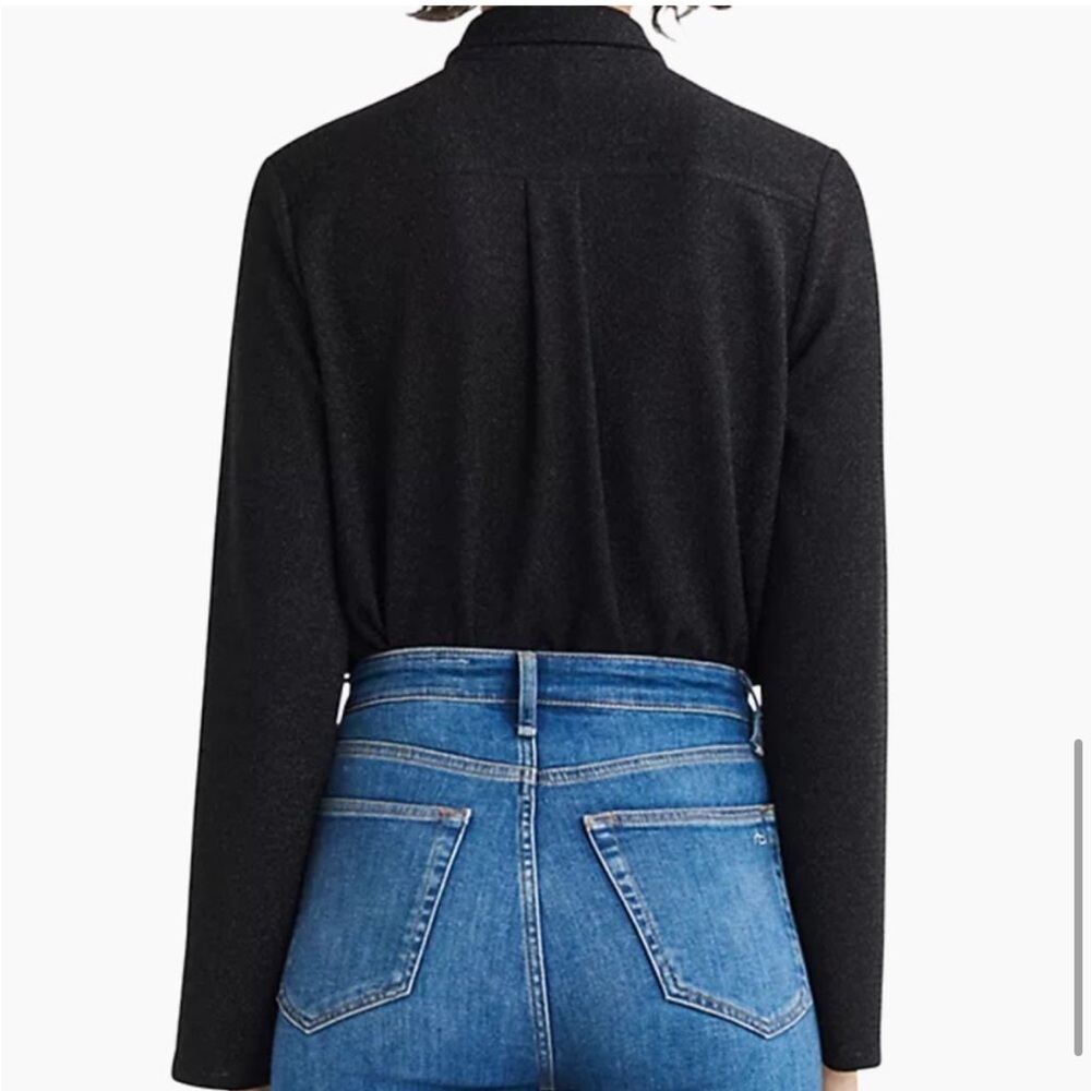NEW Rag & Bone Lilith Metallic Blouse Top in Black - Size S - Picture 7 of 11